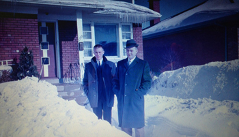 John (left) and Sam Allen, in front of their old house John (left) and Sam Allen, in front of their old house