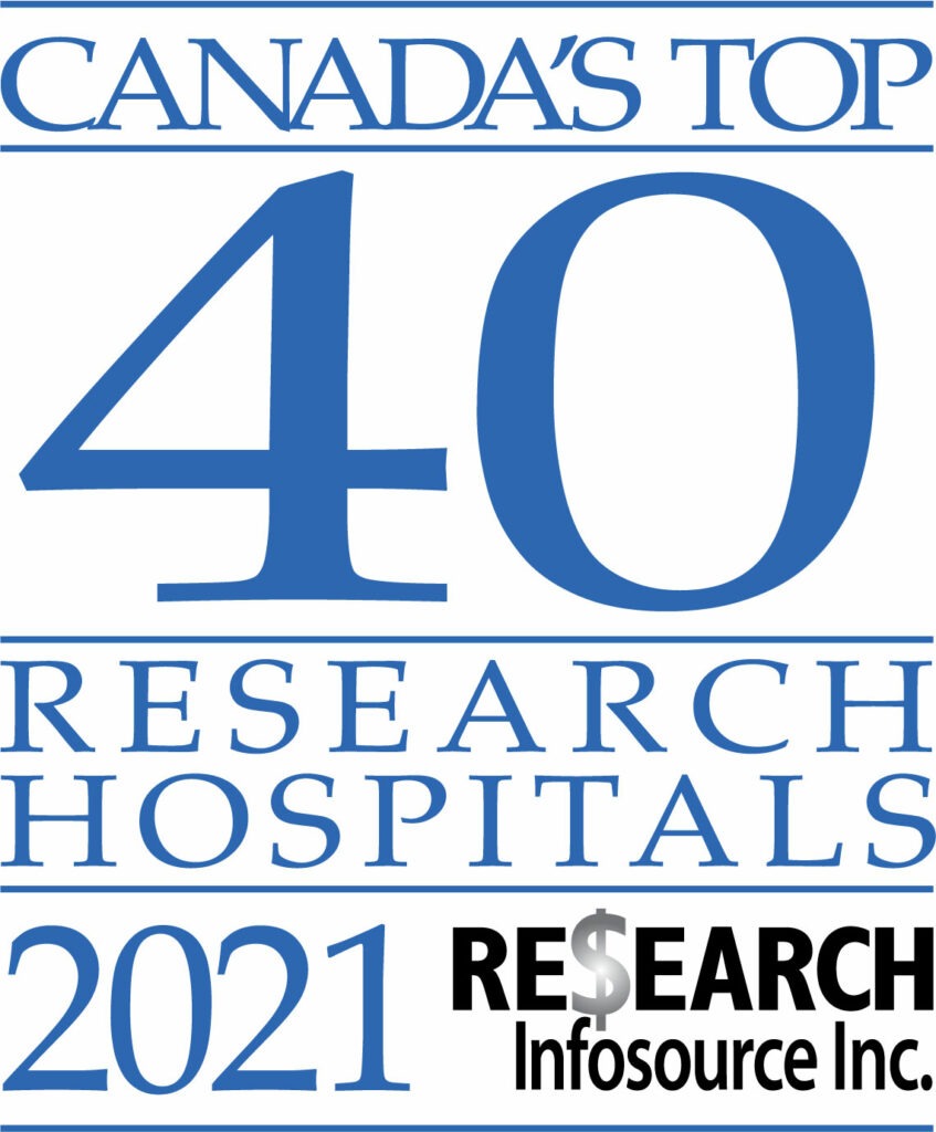 Logo for Canada's Top 40 Research Hospitals for 2021 by Research Infosource Inc.