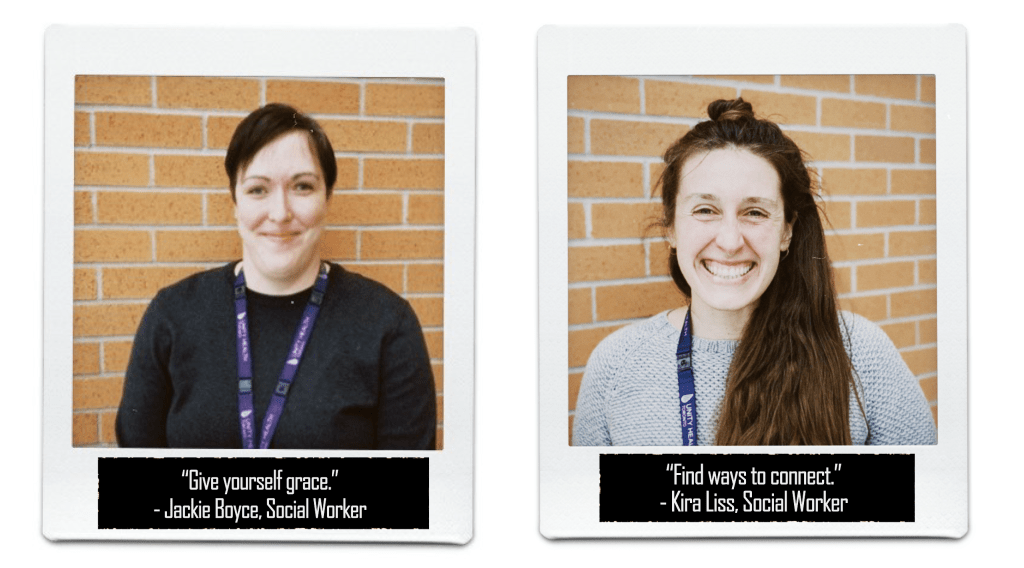 Headshots of Jackie Boyce and Kira Liss in an old film slide-style border.