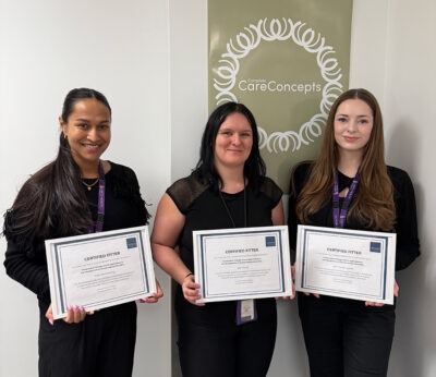 Complete Care Concepts staff hold their certified fitter certificates.