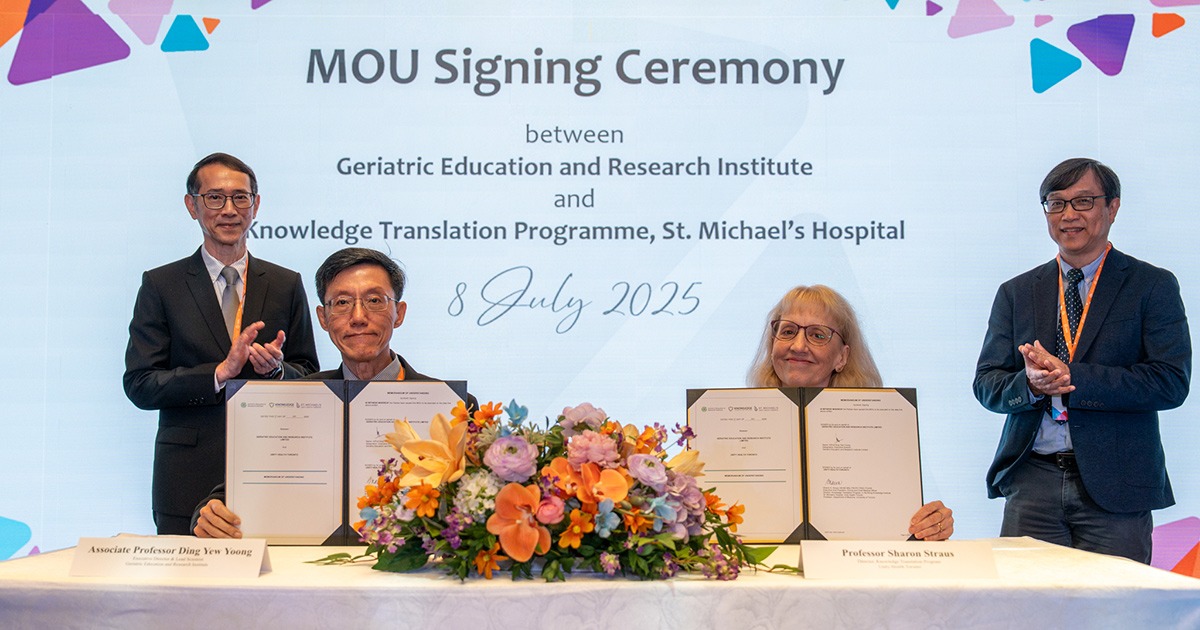 Unity Health Toronto to collaborate with Singapore’s Geriatric Education and Research Institute to advance healthy ageing research